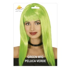 Peluca verde larga con flequillo-Tus disfraces baratos