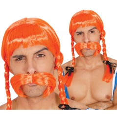 Peluca obelix galo naranja con trenzas-Tus disfraces baratos