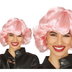 Peluca rosa años 50 rizo-Tus disfraces baratos