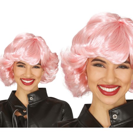 Peluca rosa años 50 rizo-Tus disfraces baratos