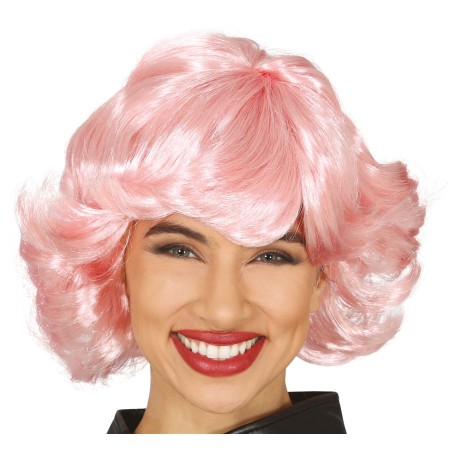 Peluca rosa años 50 rizo