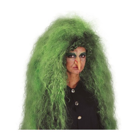 Peluca bruja verde negra -Tus disfraces baratos