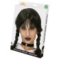 Peluca trenzas negras con flequillo