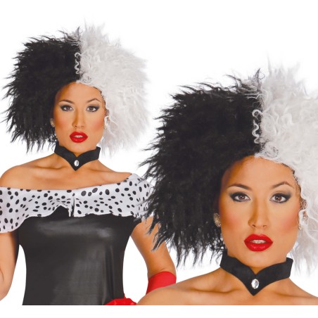 Peluca blanca y negra cruella de vil dalmatas -Tus disfraces