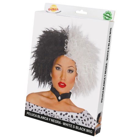 Peluca blanca y negra cruella de vil dalmatas