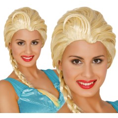 Peluca princesa de hielo elsa rubia con trenza
