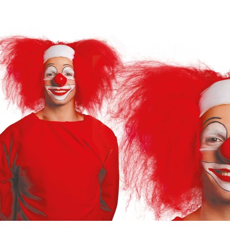 Peluca payaso roja con calva blanca-Tus Disfraces