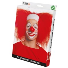 Peluca payaso roja con calva blanca