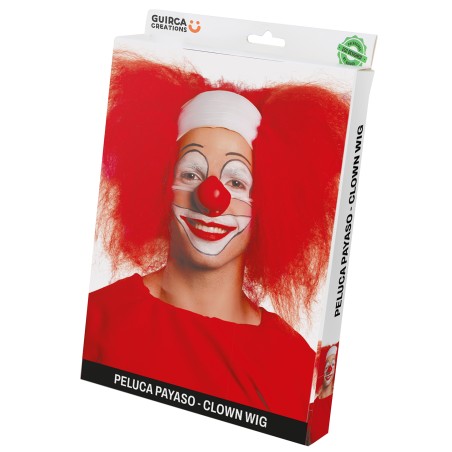 Peluca payaso roja con calva blanca