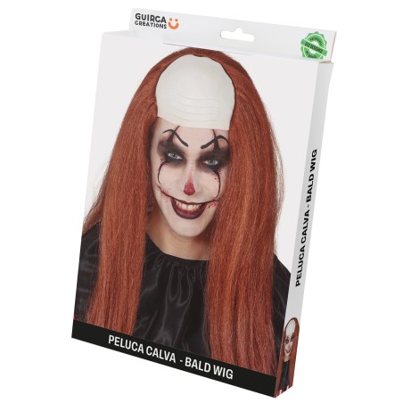Peluca calva con pelo castaño payaso diabolico