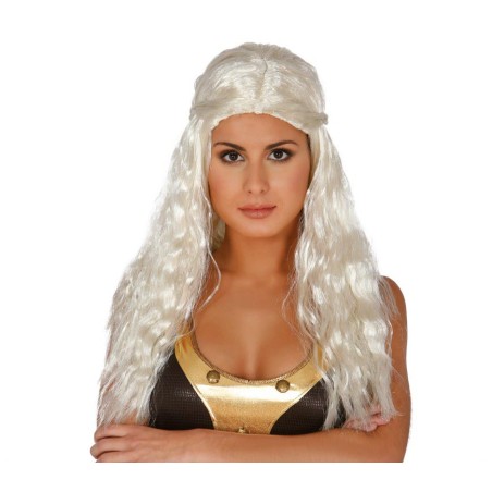 Peluca medieval druida melena blanca