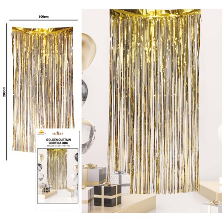 Cortina fiesta oro 100x200 cm-Tus Disfraces