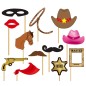 Set photocall vaquero cow boy 12 piezas con palito