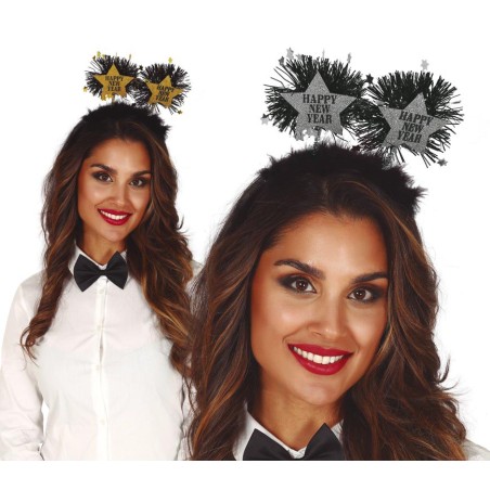 Diadema estrella plata happy new year-Tus disfraces