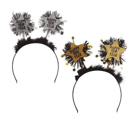 Diadema estrella plata happy new year