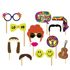 Set photocall hippie 12 piezas con palito