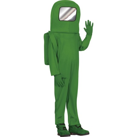 Disfraz Astronauta Among Us verde para niño