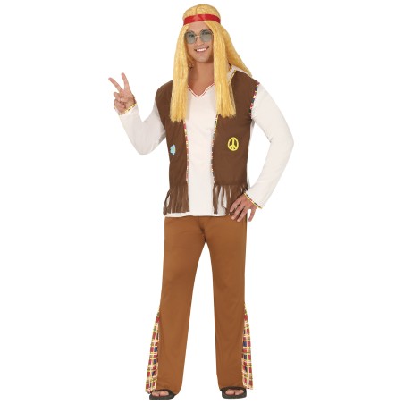 Disfraz hippie marron hombre talla M 48-50 o L 52-54