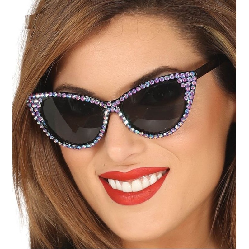 Gafas años 50 lila con brillantes