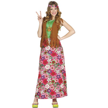 Disfraz hippie falda larga tallas mujer