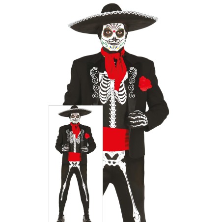 Disfraz esqueleto muerte mejicana hombre -Tus Disfraces Baratos