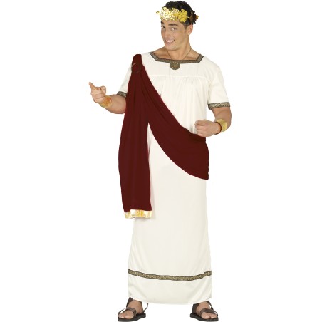 Disfraz cesar augusto romano blanco y rojo emperad