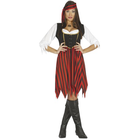 Disfraz pirata roja y negra talla M mujer 38-40