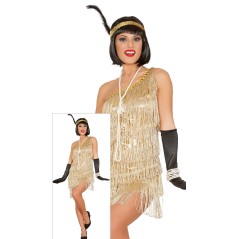 Disfraz charleston oro con flecos para mujer-Tus disfraces baratos