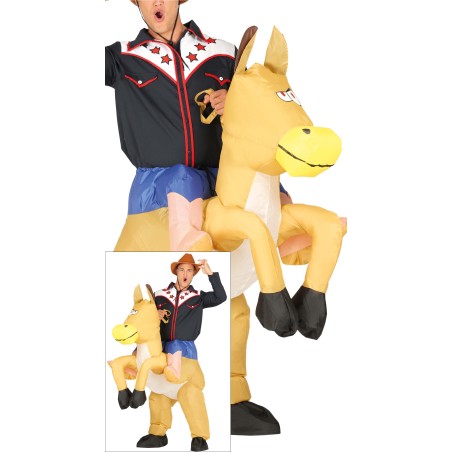 Disfraz vaquero caballo hinchable talla L 52-54 adulto-Tus Disfraces