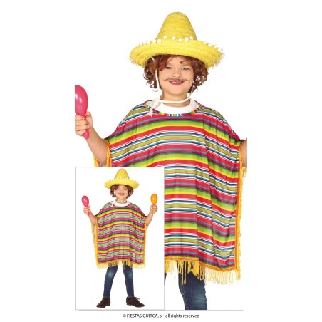 Poncho mejicano para niño talla 7-9 años -Tus Disfraces Baratos