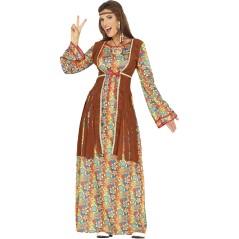 Disfraz hippie vestido largo para mujer tallas