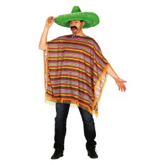Poncho mejicano multicolor Talla L 52-54 adulto -Tus Disfraces Baratos