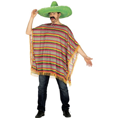 Poncho mejicano multicolor Talla L 52-54 adulto
