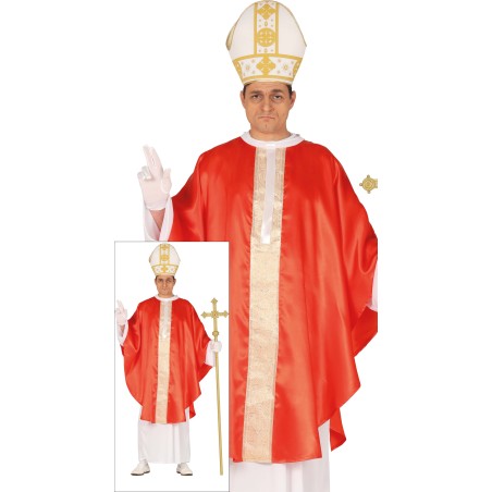 Disfraz papa rojo para hombre talla L 52-54 -Tus Disfraces Baratos