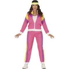 Disfraz gimnasta mujer chandal rosa años 80