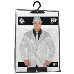 Americana lentejuelas plata para hombre talla l-Tus disfraces baratos