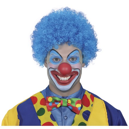 Peluca payaso azul rizos