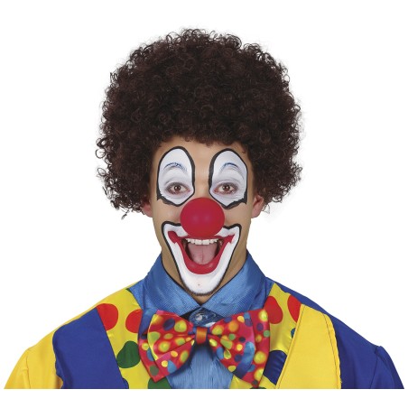 Peluca rizos castaña payaso
