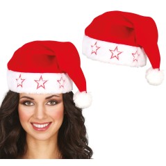 Gorro papa noel rojo con estrellas adulto-Gorros online