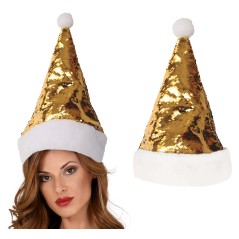 Gorro papa noel lentejuelas oro-Gorros online
