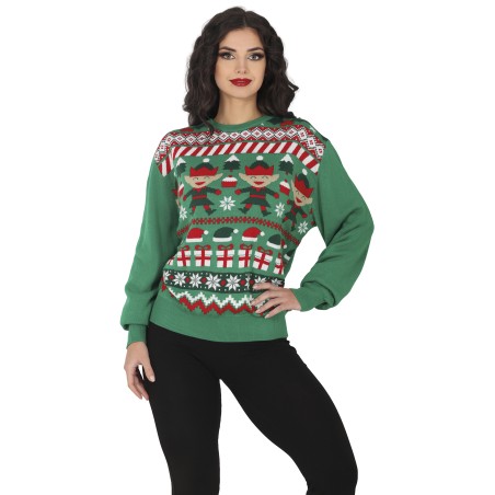 Jersey Navidad gracioso verde Elfo para mujer tallas-Tus disfraces