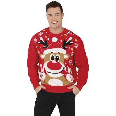 Jersey Navidad gracioso Reno para hombre tallas