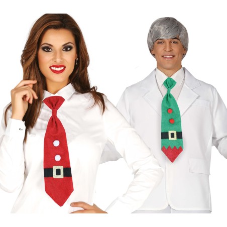 Corbata navidad papa noel o elfo unidad-Tus Disfraces Baratos