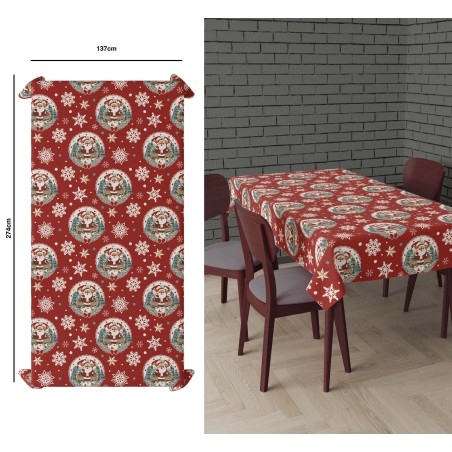 Mantel navidad rojo 137x274 cm-Tus disfraces