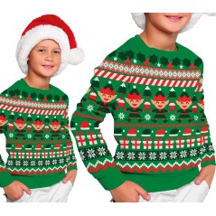 Jersey Navidad verde Elfo infantil tallas-Tus disfraces