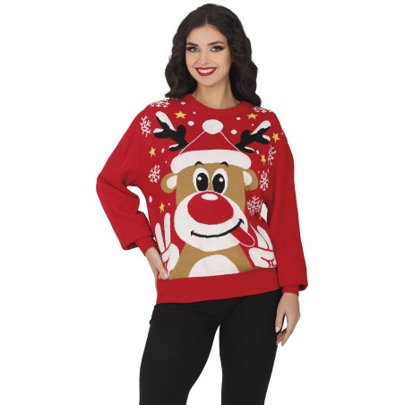 Jersey Navidad gracioso Reno para mujer tallas