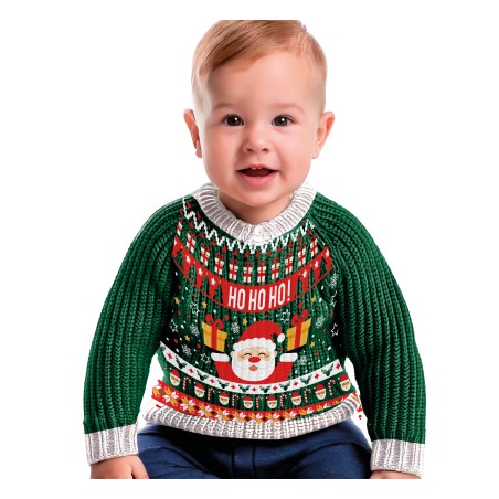 Jersey navideño Santa para bebe 12-18 meses lana-Tus disfraces
