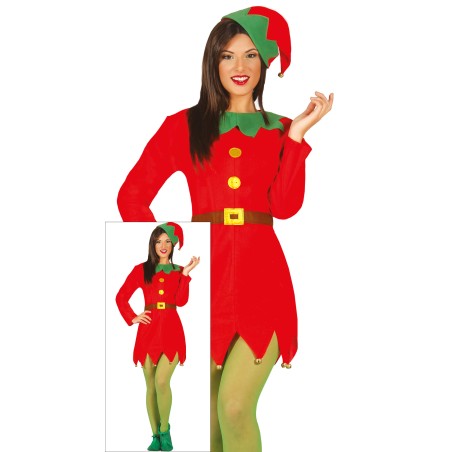 Disfraz elfa roja ayudante de santa talla m 38-40-Tus Disfraces