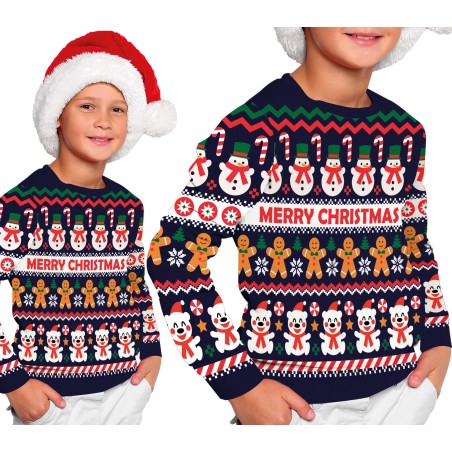 Jersey Navidad Muñeco de nieve infantil tallas-Tus disfraces