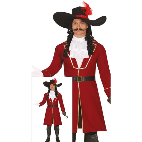 Disfraz de Capitan pirata rojo garfio para hombre tallas-Tus disfraces
